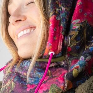Natural Life Colorful Floral Hooded Scarf